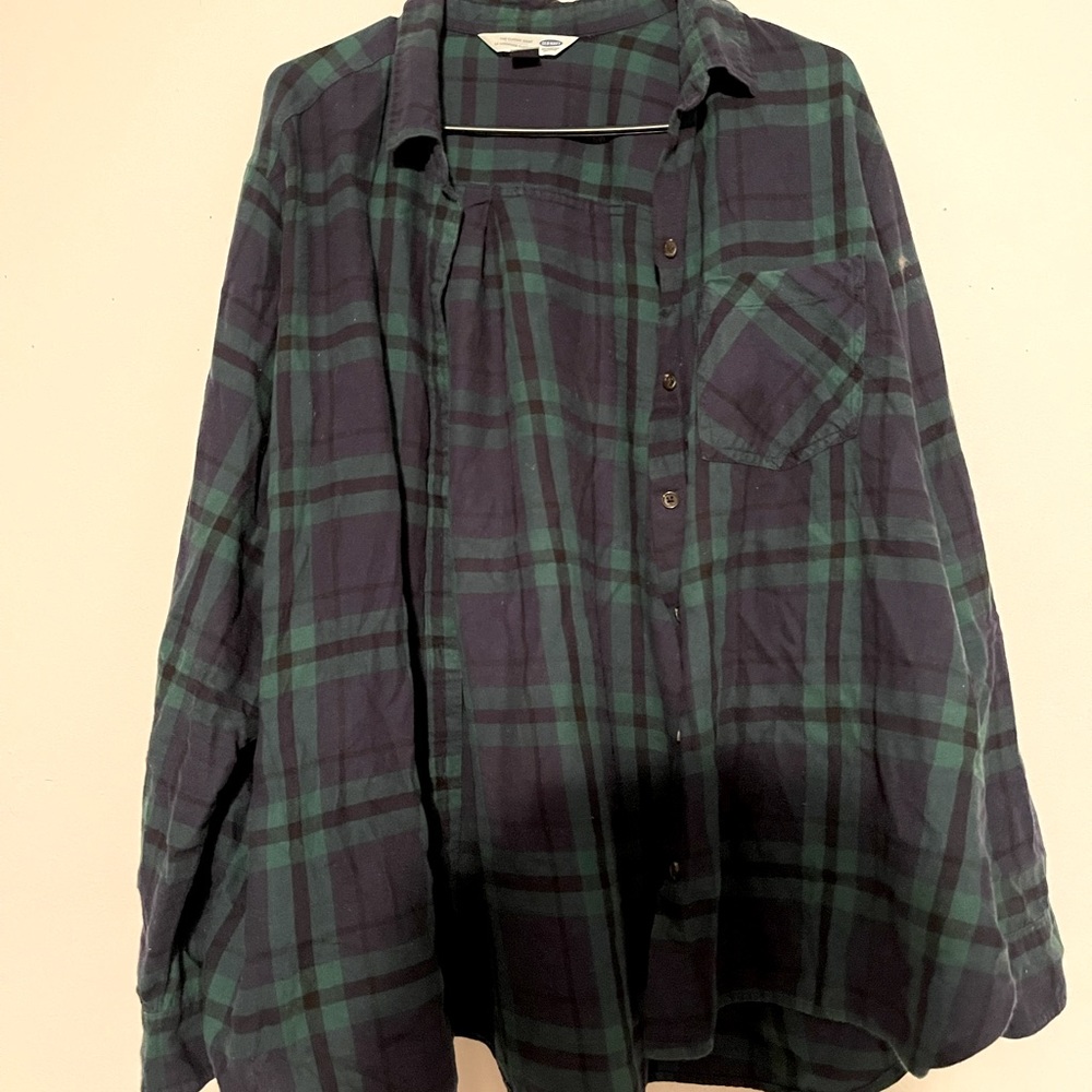 Green plaid button down.